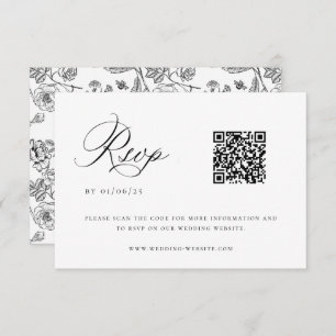 Black Chinoiserie Wedding QR Code RSVP Card Einladung