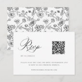 Black Chinoiserie Wedding QR Code RSVP Karte (Vorne/Hinten)