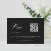 Black Chinoiserie Wedding QR Code RSVP Karte (Stehend Vorderseite)