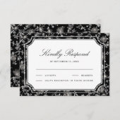 Black Chinoiserie Wedding RSVP Karte (Vorne/Hinten)