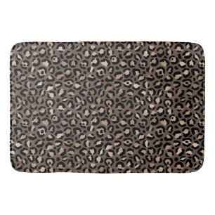 Black Chocolate Brown Bronze Leopard Print Badematte