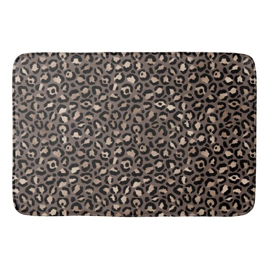 Black Chocolate Brown Bronze Leopard Print         Badematte (Vorderseite)