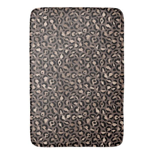 Black Chocolate Brown Bronze Leopard Print Badematte (Vorderseite Vertikal)
