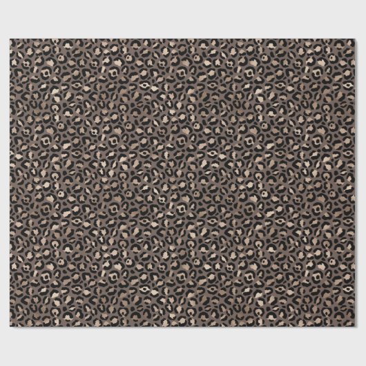 Black Chocolate Brown Bronze Leopard Print Geschenkpapier (Flach)
