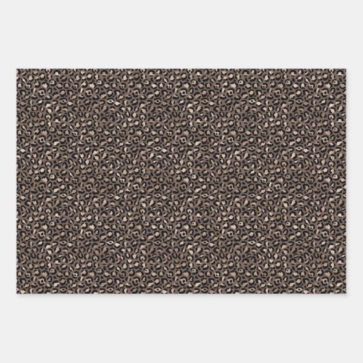 Black Chocolate Brown Bronze Leopard Print Geschenkpapier Set (Vorderseite)