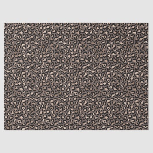 Black Chocolate Brown Bronze Leopard Print Seidenpapier (Vorderseite)