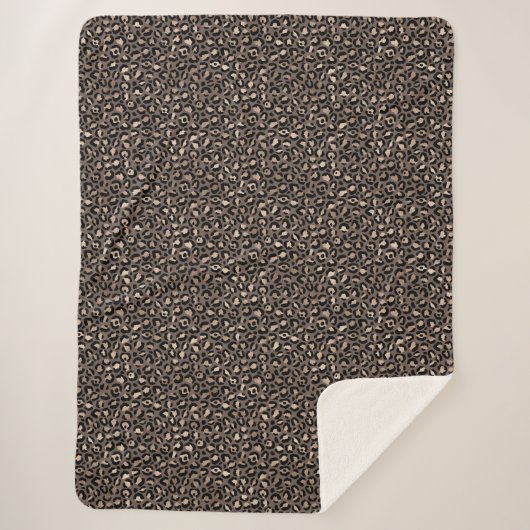 Black Chocolate Brown Bronze Leopard Print Sherpadecke (Vorderseite)