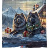 Black Chows Holiday Design von Rich AMeN Gill Duschvorhang (Vorderseite)