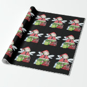Black Christmas Angel Santa Wrapping Paper Geschenkpapier (Ungerollt)