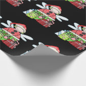 Black Christmas Angel Santa Wrapping Paper Geschenkpapier (Ecke)