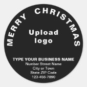 Black Christmas Business Round Shape Sticker (Vorderseite)