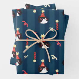 Black Christmas Cat Geschenkpapier Set