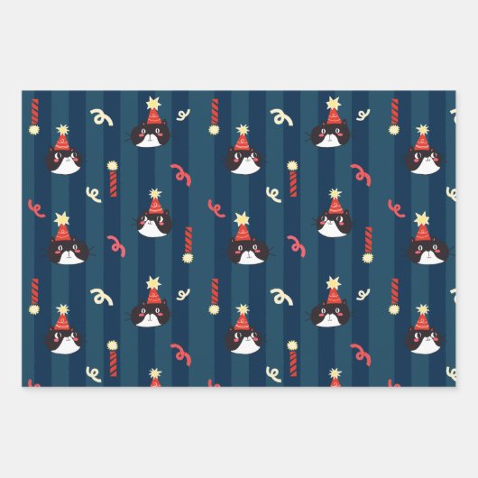 Black Christmas Cat Geschenkpapier Set (Vorderseite)