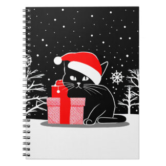 Black Christmas Cat Notizblock