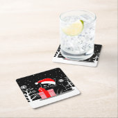 Black Christmas Cat Rechteckiger Pappuntersetzer (Vor Ort)