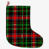 Black Christmas Flannel Plaid Tartan Design Großer Weihnachtsstrumpf (Vorderseite)