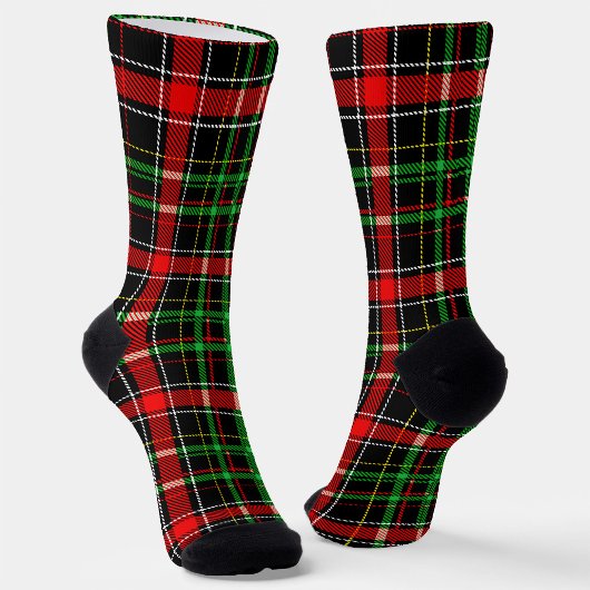 Black Christmas Flannel Plaid Tartan Design Socken