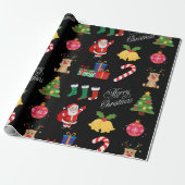 Black Christmas Icons Wrapper Paper Geschenkpapier (Ungerollt)