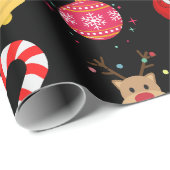 Black Christmas Icons Wrapper Paper Geschenkpapier (Rolleneckpunkt)