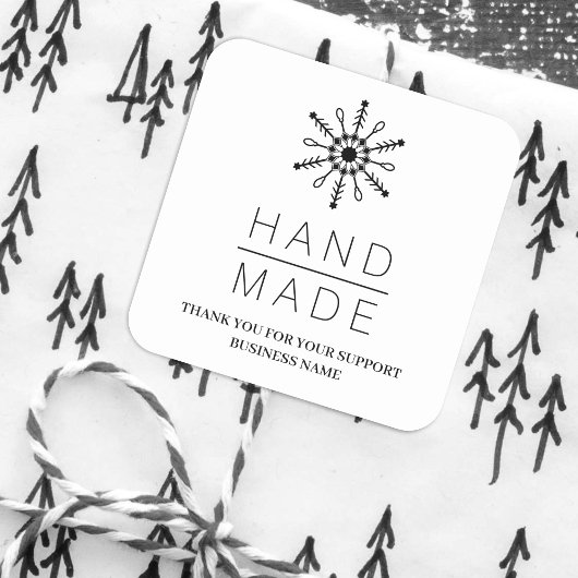 Black Christmas Modern Snowflake for Business Quadratischer Aufkleber