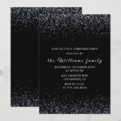 Black Christmas Party Silver Glitzer Einladung (Vorne/Hinten)