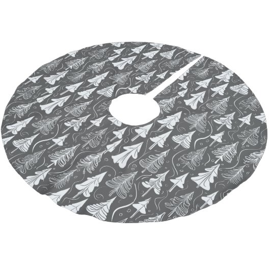 Black Christmas Pattern#6 ID1009 Polyester Weihnachtsbaumdecke (Schrägansicht)