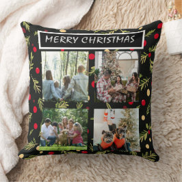 Black Christmas Patterns 4 Photo Collage Kissen