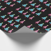 Black Christmas Pink & Blue Trees Wrapping Paper Geschenkpapier (Ecke)