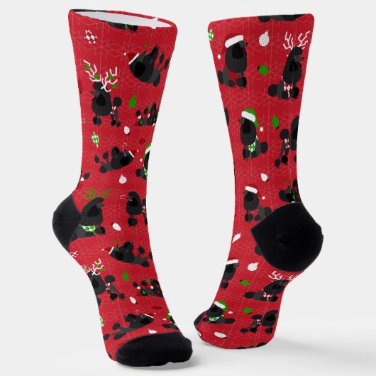 Black Christmas Poodles Red Socken (Gewinkelt)