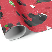 Black Christmas Poodles Red Wrapping Paper Geschenkpapier (Rolleneckpunkt)