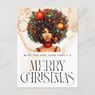 Black Christmas Sista Melanin Queen Women Xmas Feiertagspostkarte