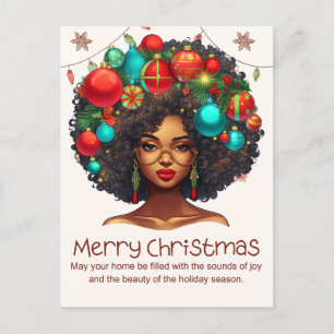 Black Christmas Sista Melanin Queen Women Xmas Feiertagspostkarte