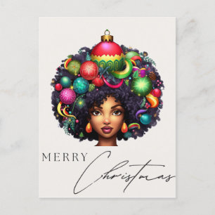 Black Christmas Sista Melanin Queen Women Xmas Feiertagspostkarte