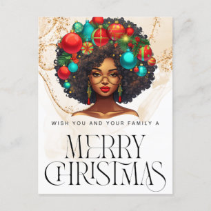 Black Christmas Sista Melanin Queen Women Xmas Feiertagspostkarte