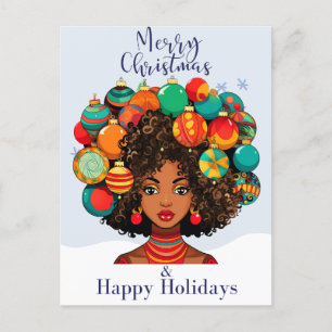 Black Christmas Sista Melanin Queen Women Xmas Feiertagspostkarte