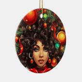 Black Christmas Sista Melanin Queen Women Xmas Keramik Ornament (Rechts)