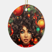 Black Christmas Sista Melanin Queen Women Xmas Keramik Ornament (Links)