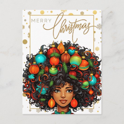 Black Christmas Sista Melanin Queen Women Xmas Postkarte (Vorderseite)