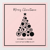 Black Christmas Tree on Pink Business Office Fensteraufkleber (Blatt)