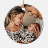 Black Christmas Trees Doodles 1 Photo Merry Joyful Keramik Ornament (Hinten)