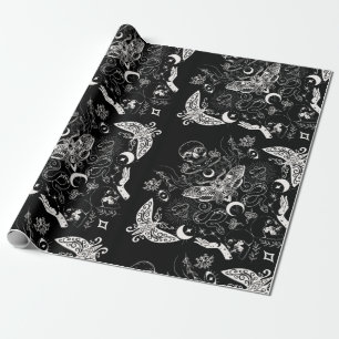 Black Christmas Wrapping Paper - Death Moth Geschenkpapier