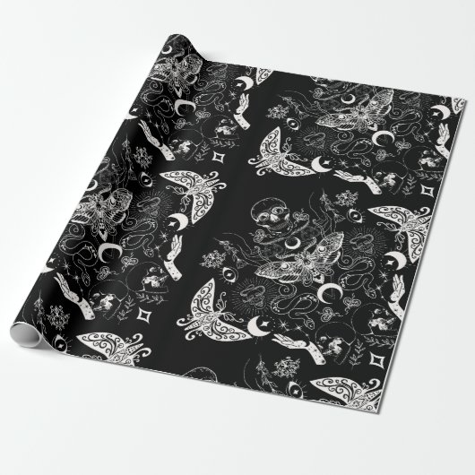 Black Christmas Wrapping Paper - Death Moth Geschenkpapier (Ungerollt)