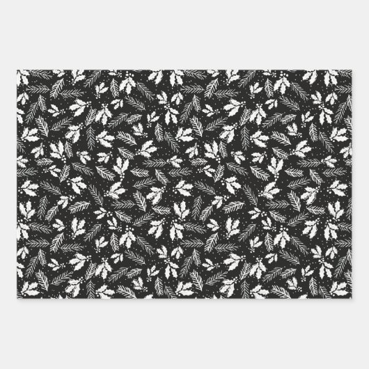 Black Christmas Wrapping Paper Flat Sheet Set 3 Geschenkpapier Set (Vorderseite 2)