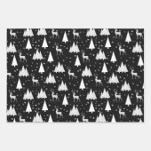 Black Christmas Wrapping Paper Flat Sheet Set 3 Geschenkpapier Set (Vorderseite)