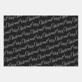 Black Christmas Wrapping Paper Poinsettia Geschenkpapier Set (Vorderseite 3)