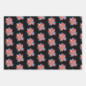 Black Christmas Wrapping Paper Poinsettia Geschenkpapier Set (Vorderseite 2)
