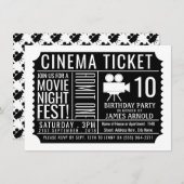 Black Cinema Ticket, Kinderparty Ticket Begleitkarte (Vorne/Hinten)