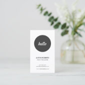 Black Circle Hello Logo Modern Business Card Visitenkarte (Stehend Vorderseite)