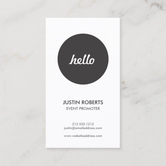 Black Circle Hello Logo Modern Business Card Visitenkarte (Vorderseite)