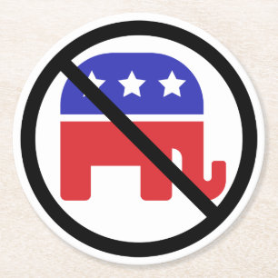 Black Circle No Sign Anti-GOP politische Meinung Runder Pappuntersetzer